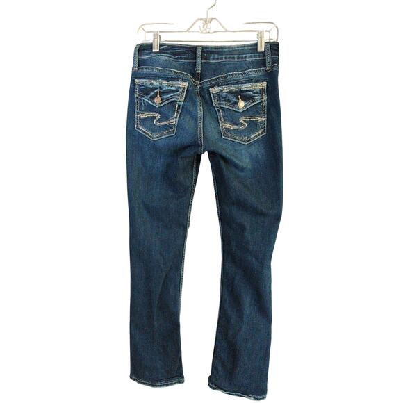 Silver Avery Slim Boot Jeans Womens 28 Blue Dark Wash Stretch Distressed - Picture 10 of 10